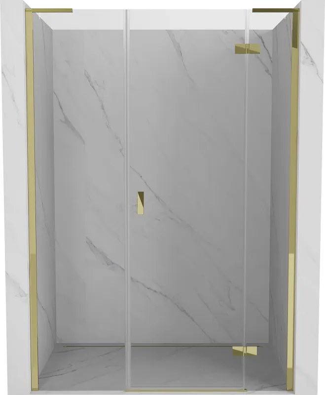 Mexen Mist-H L, 1-krídlové sprchové dvere pravé 140 cm, číre sklo, zlatý lesklý profil, 8A5L-140-001-50-00-P