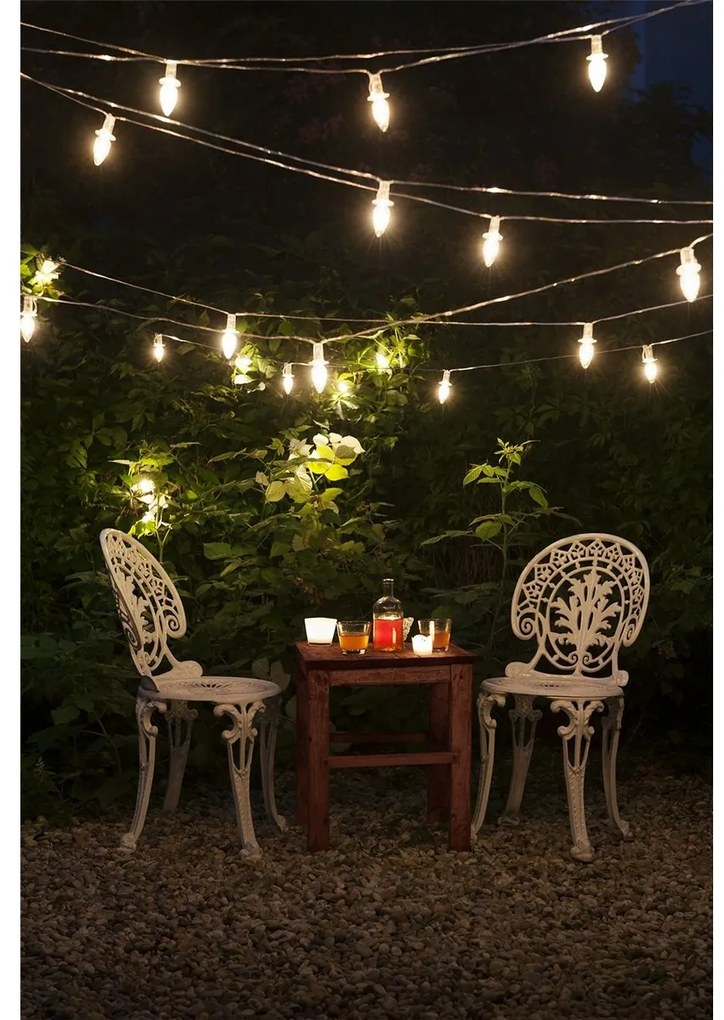 Svetelná reťaz Šiška, 20 LED žiaroviek Filament, číry kábel, predĺženie