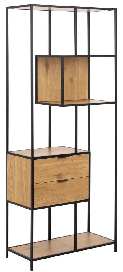 Knihovna SEAFORD II 185 cm dub divoký/černá