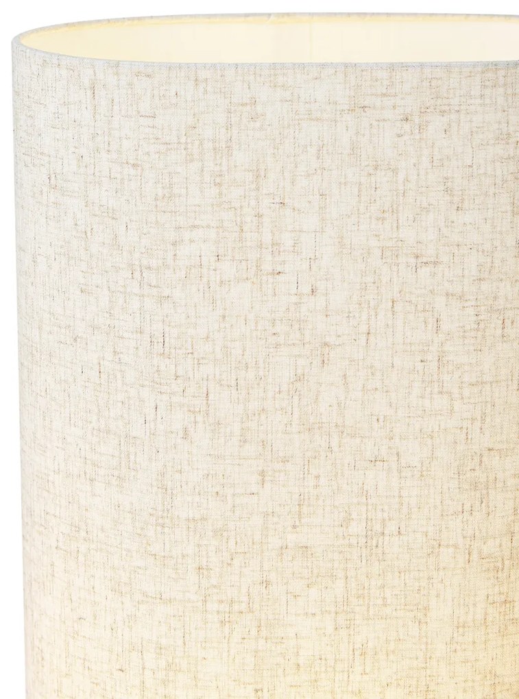 Japandi stojacia lampa drevená s ľanovým tienidlom 70 cm - Lamel