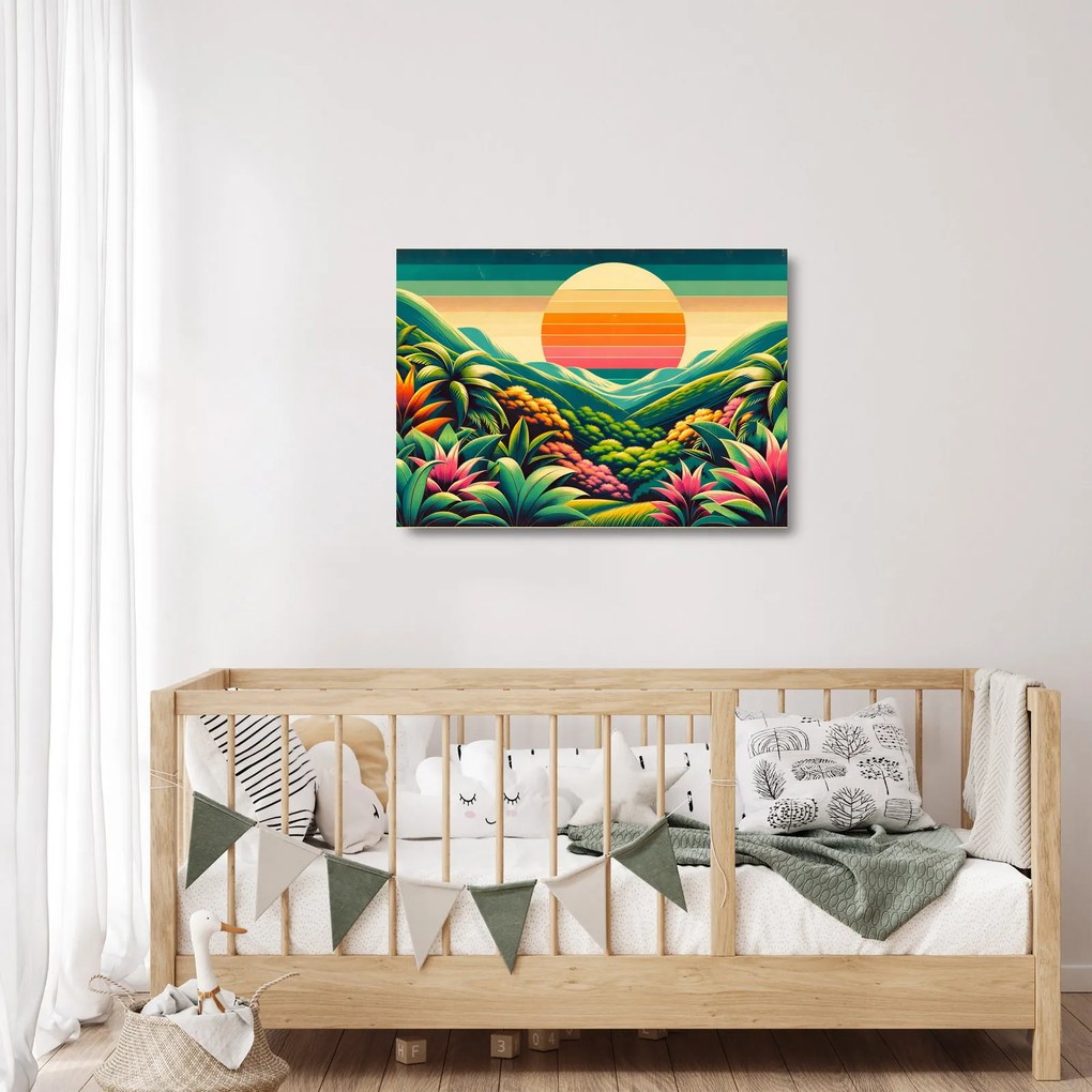 Sklenený obraz - Pestrofarebný západ slnka (70x50 cm)