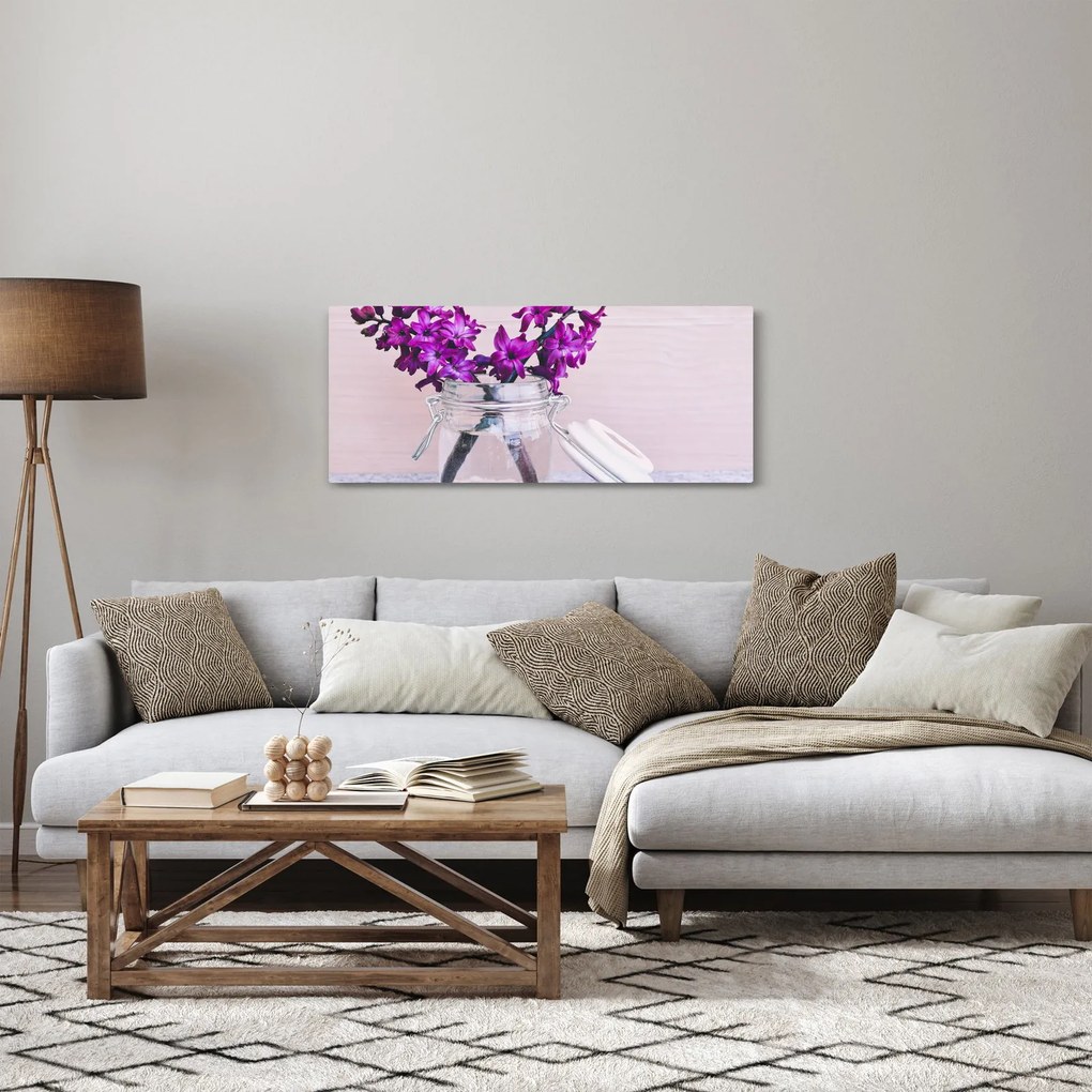 Obraz fialových kvetín (120x50 cm)