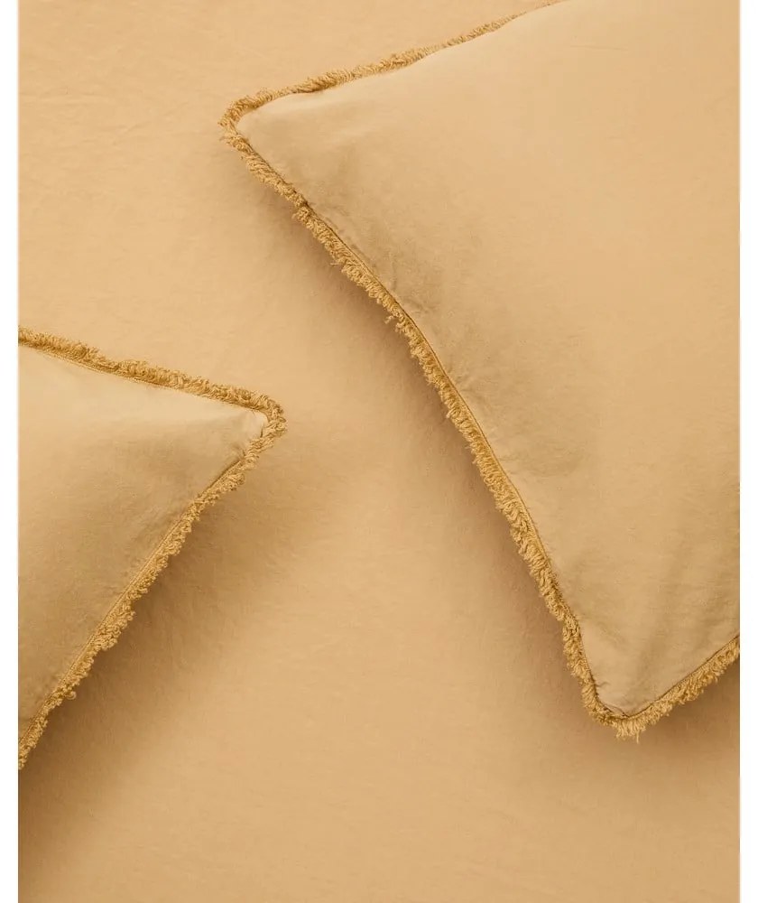 Obliečky na dvojlôžko/predĺžené z bavlneného perkálu v horčicovej farbe 260x240 cm Sifinia – Kave Home