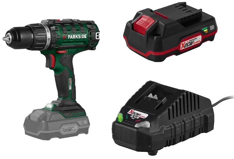 Parkside®  Aku vŕtací skrutkovač Pabs 20-Li I9 + Akumulátor 20 V/2 Ah PAP 20 B1 + Nabíjačka na akumulátor 20 V/2,4 A PLG 20 C1  (800011188)