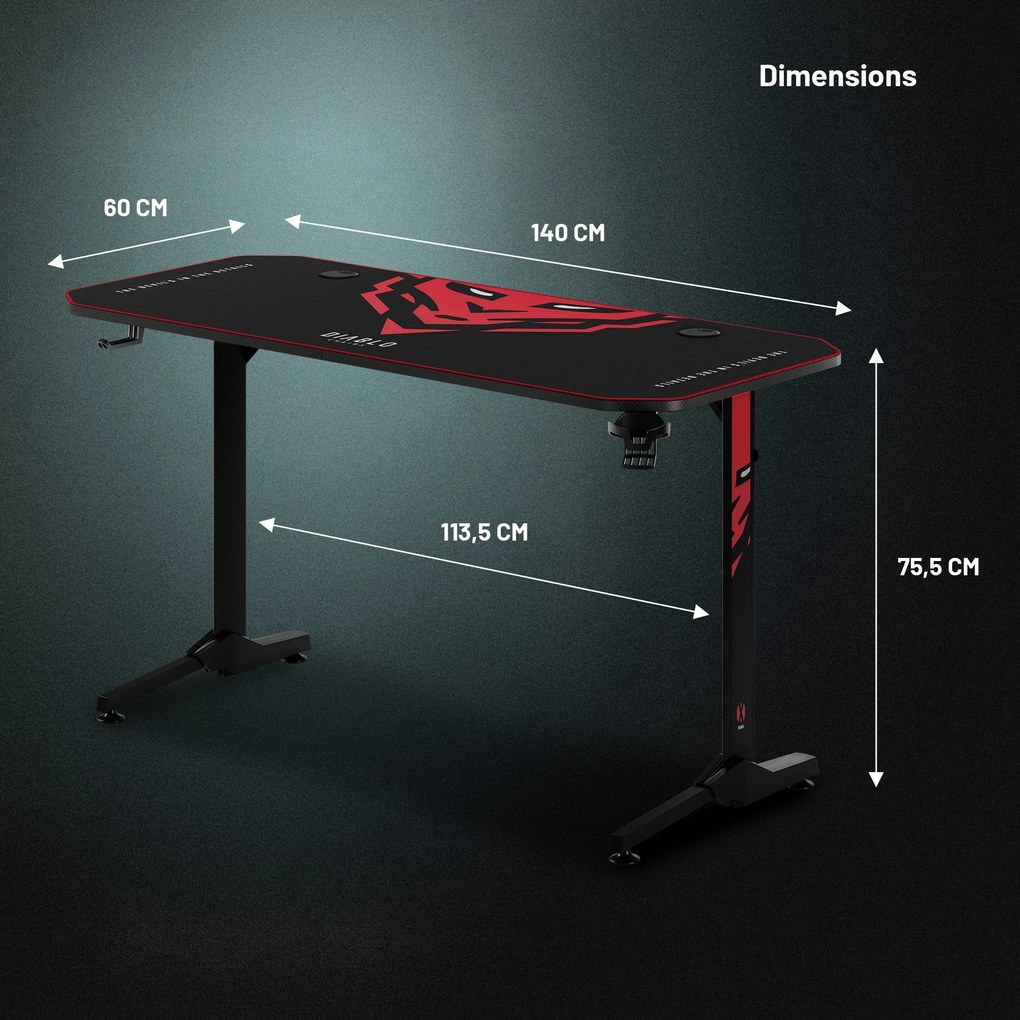Herný stôl 140 cm čierny: Diablo X-Mate 1400
