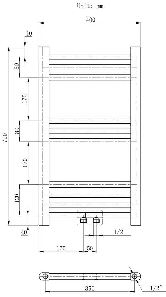 Gamma Erga Simple, vykurovacie teleso 700x400 mm, 234 W, čierna, ERG-LAV-SIMP-7040-BK
