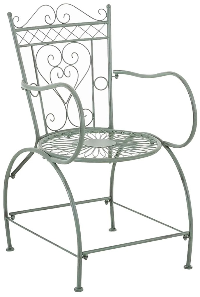 Kovová stolička Sheela s područkami (SET 2 ks) - Zelená antik