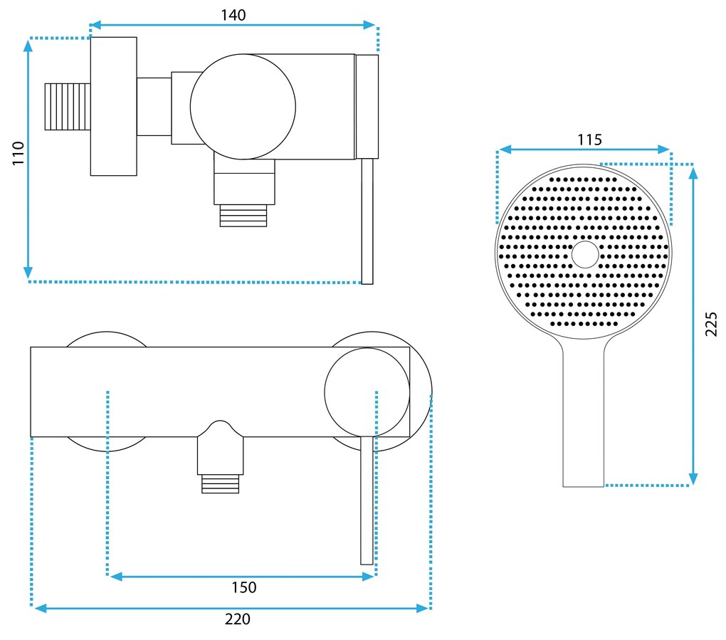 Rea Foss, sprchová batéria s ručnou sprchovou súpravou, brúsená oceľ, REA-B9641