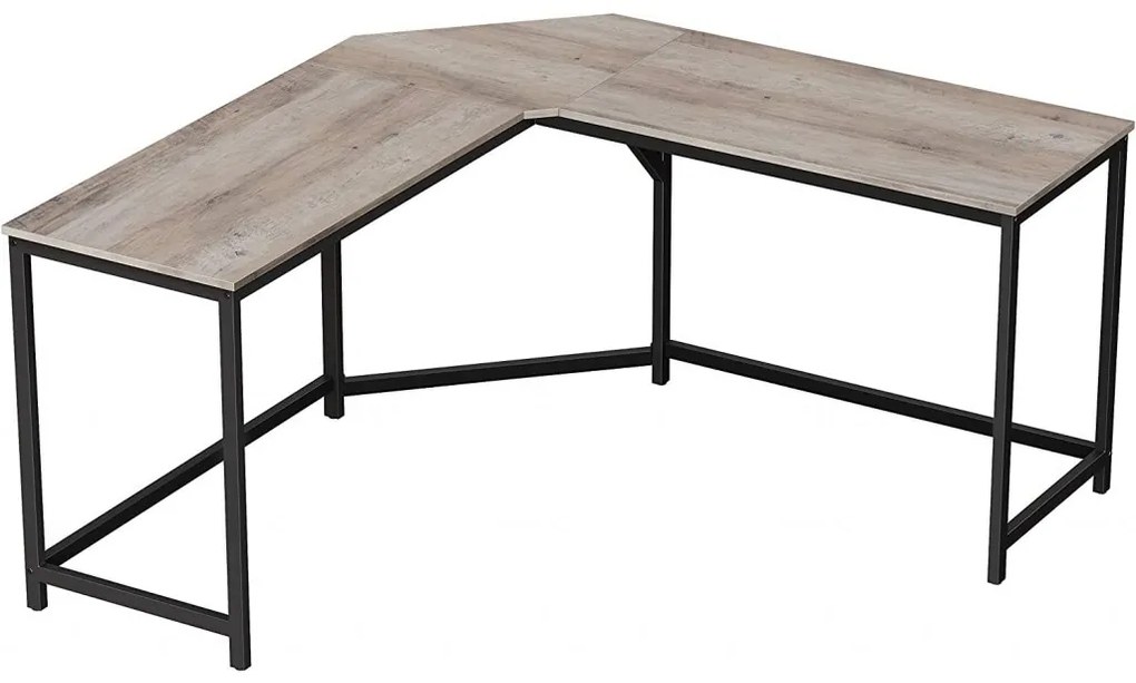 VASAGLE Rohový kancelársky stôl sivé drevo 149 x 75 x 149 cm