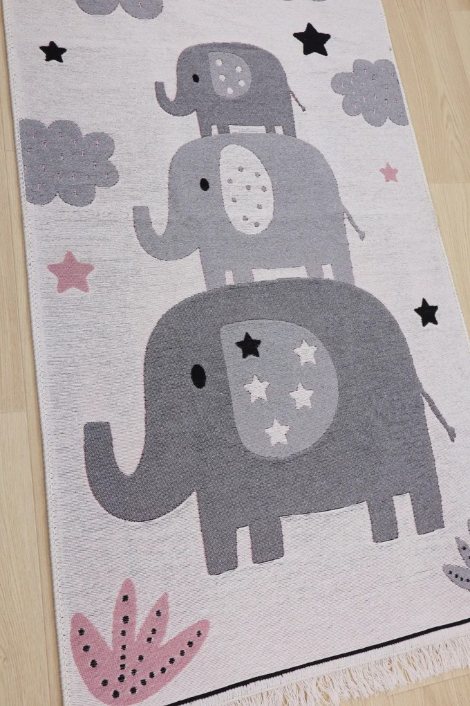 Praktik home, TRHÁK: Detský kusový koberec Natur Slony, 80x150, šedá, detská izba