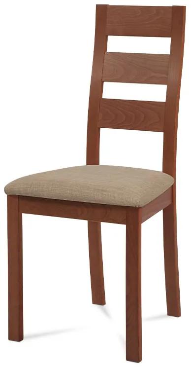 Jedálenská drevená stolička LUCE - masív buk, čerešňa, béžový poťah