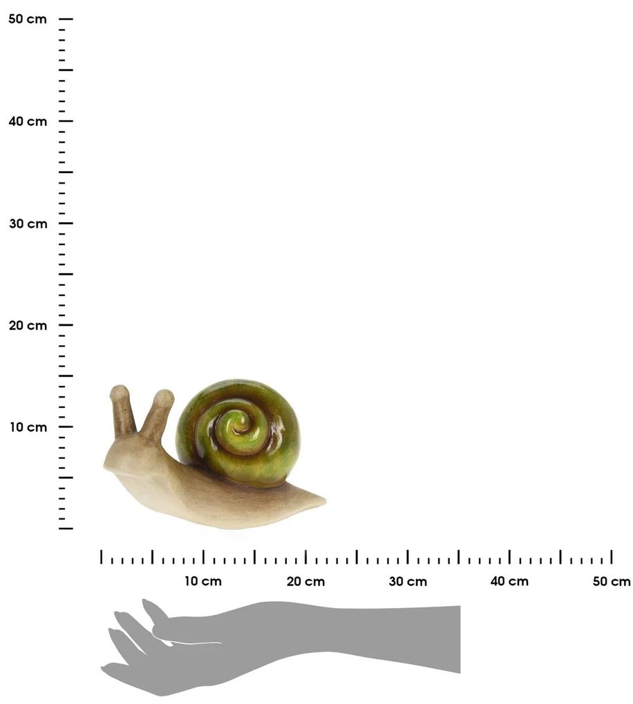 Záhradná figúrka z polyresinu Snail, 12,6 cm, zelená