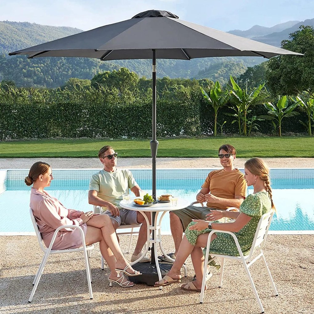 Záhradný slnečník Ø 3m, UPF 50+ (podstavec nie je súčasťou balenia), šedý