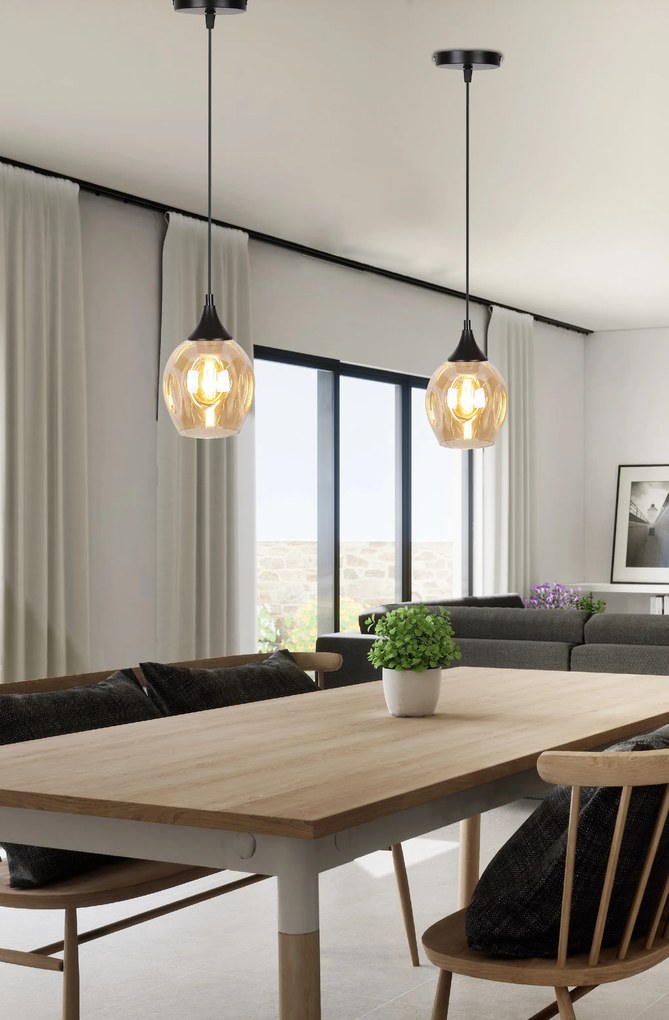 Candellux Čierno-hnedý závesný luster Aspa pre žiarovku E27 31-00583