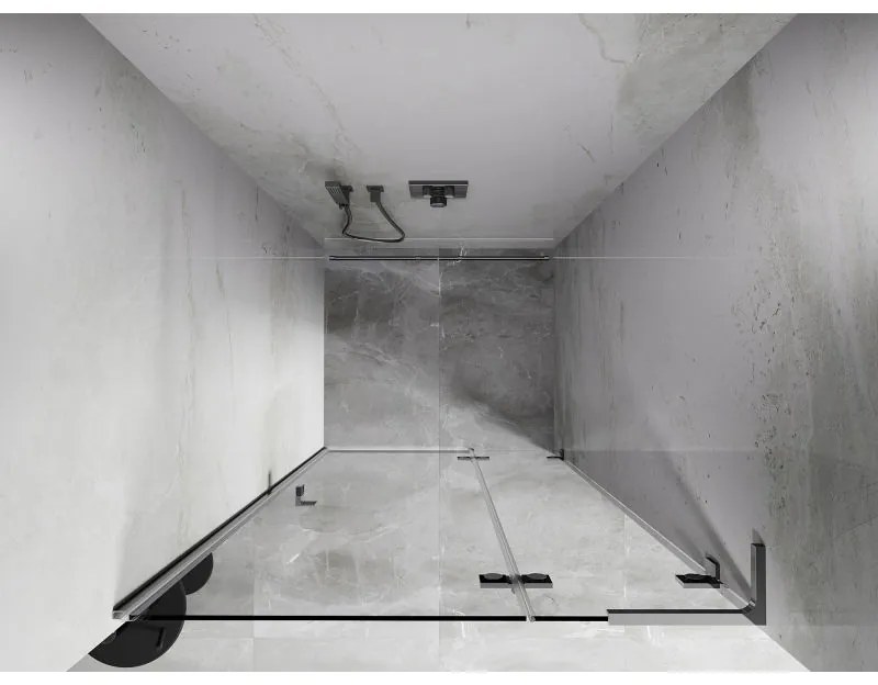 Mexen, Mexen Lunar L sklápacie pravé sprchové dvere 85 cm, transparentné, chróm - 834L-085-000-01-00-P