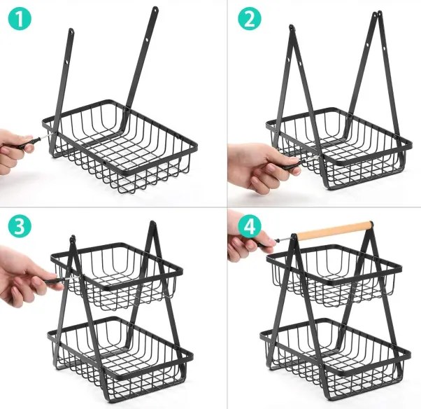 Košík na ovocie PULOS 2 úrovne čierny