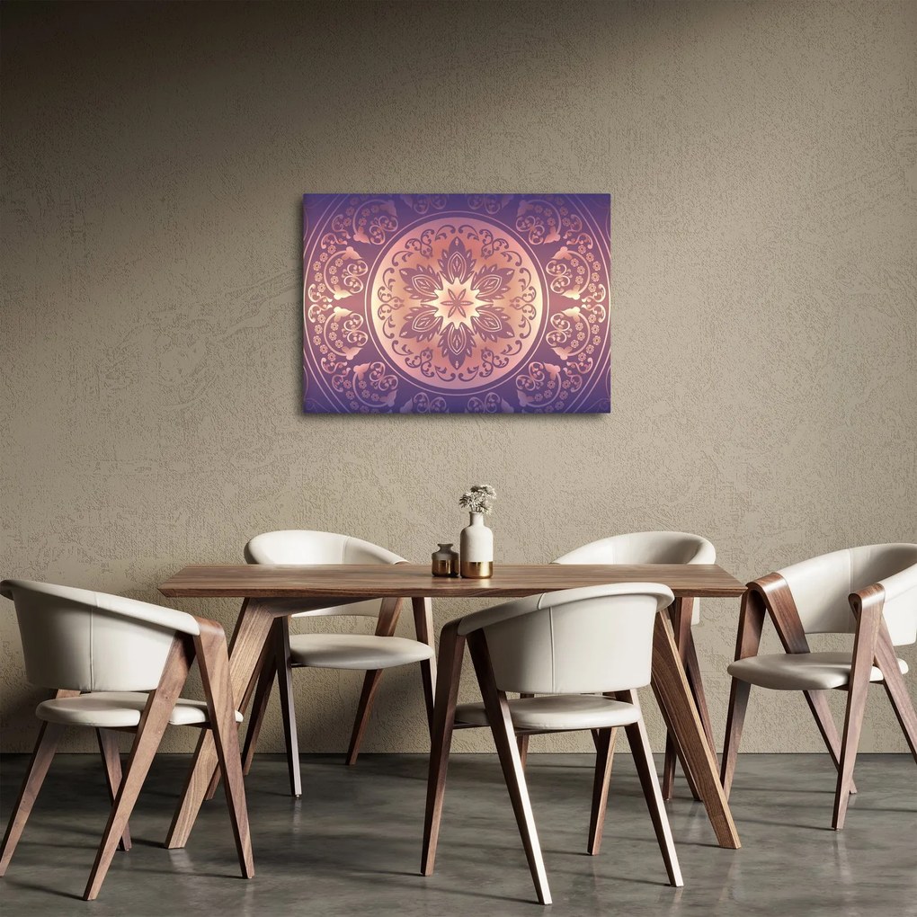 Obraz - Mandala na fialovom gradiente (70x50 cm)