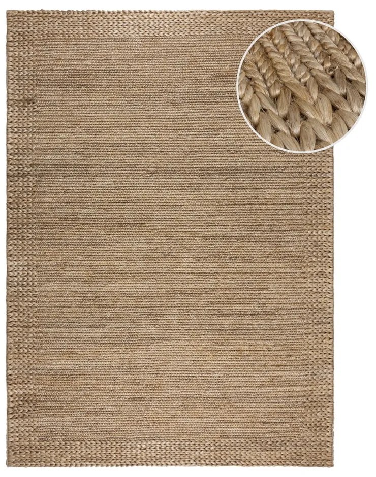 Ručne tkaný kenafový koberec v prírodnej farbe 120x170 cm Drew Border – Flair Rugs