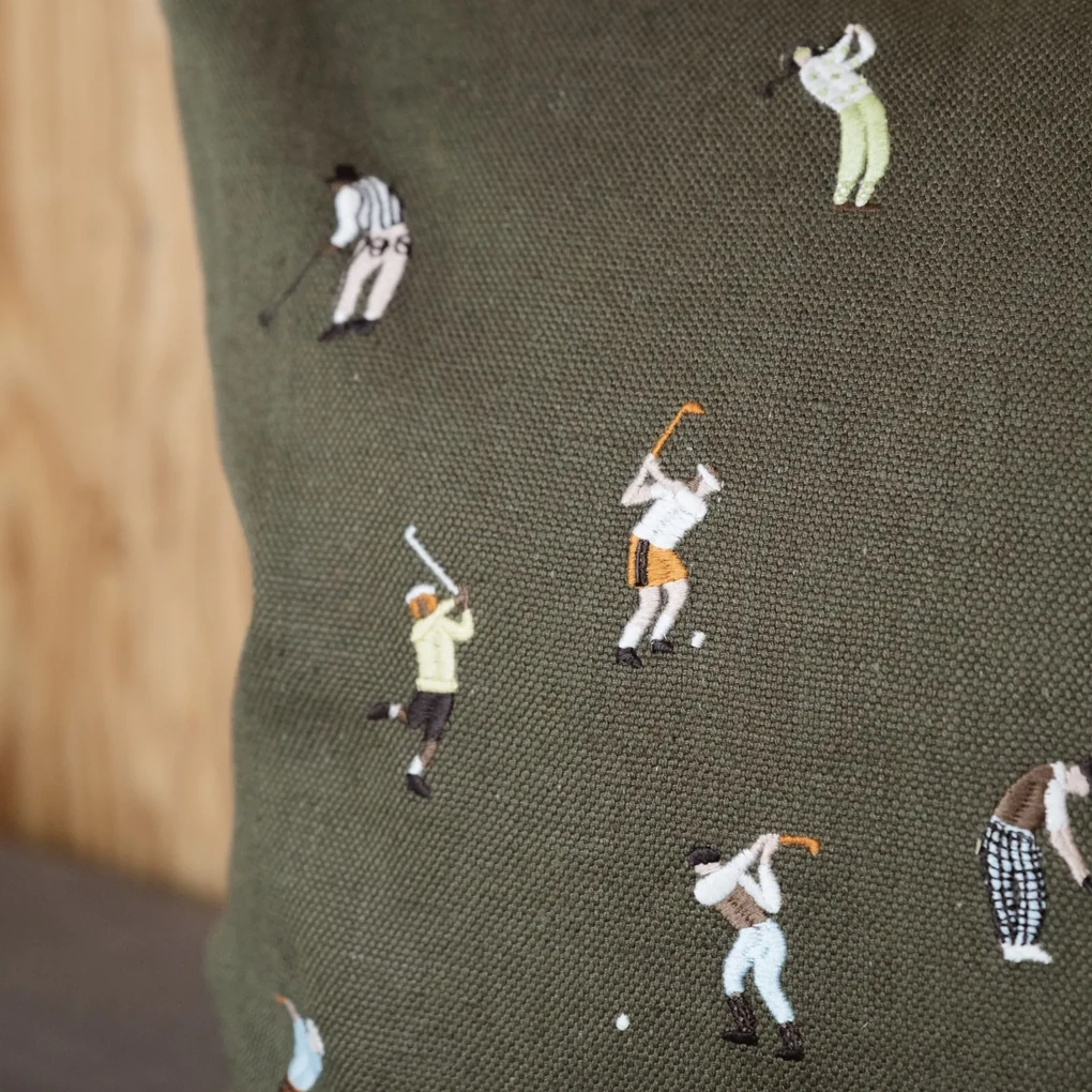 Fine Little Day Ľanový poťah na vankúš Golfers Embroidered 48x48 cm