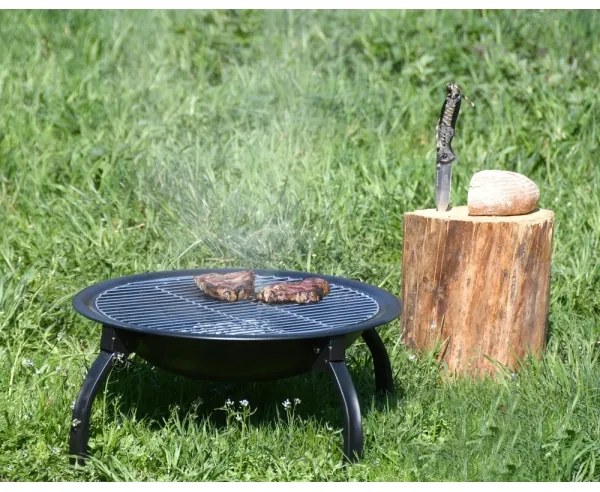 Prenosné ohnisko s roštom čierna