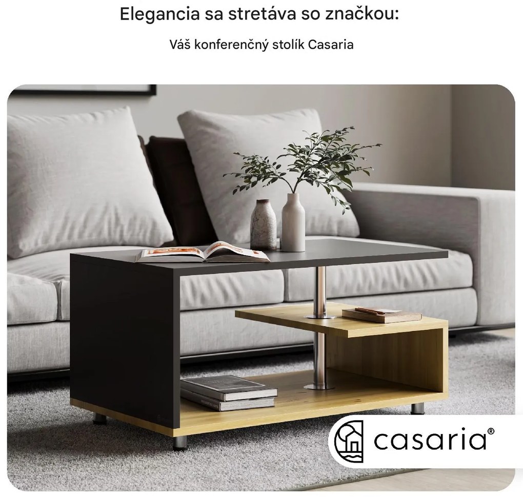 InternetovaZahrada Konferenčný stolík Orlando 95x55x50 cm - drevo/sivá