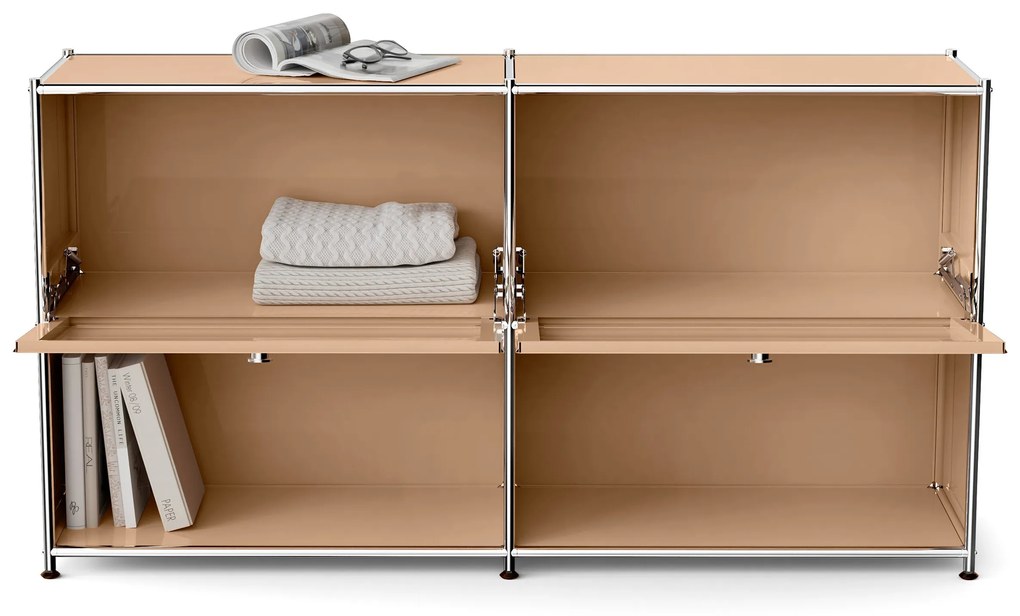 Kovový regál »CN3« s 2 výklopnými priehradkami, karamelová