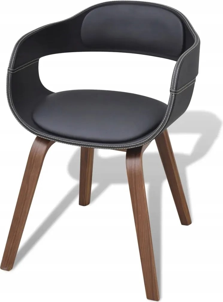 vidaXL Stoličky do jedálne, 6 ks, čierne, ohýbané drevo a ekokoža