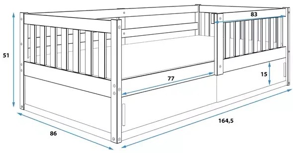 Detská posteľ  SMART, Rozmer 80 x 160 cm