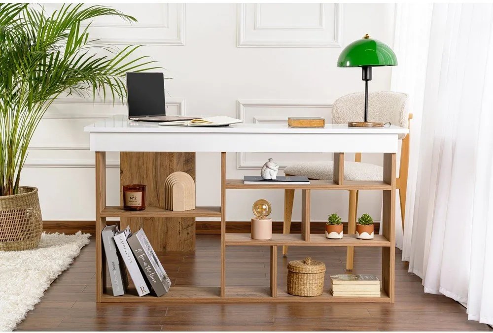 Pracovný stôl v dekore borovice 120x130 cm Vesper – Kalune Design