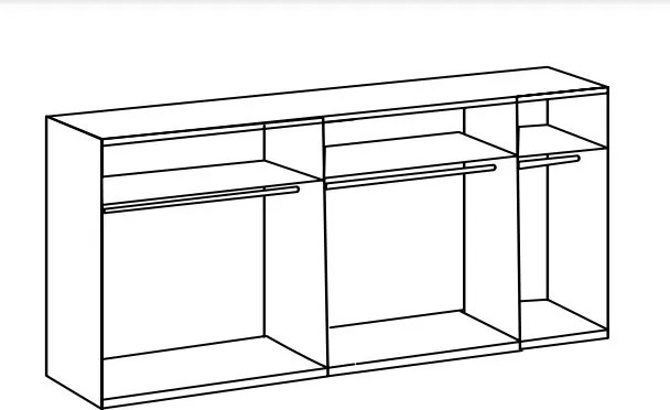 Šatníková skriňa Bern, šírka 313 cm/výška 208 cm, biela/dub artisan