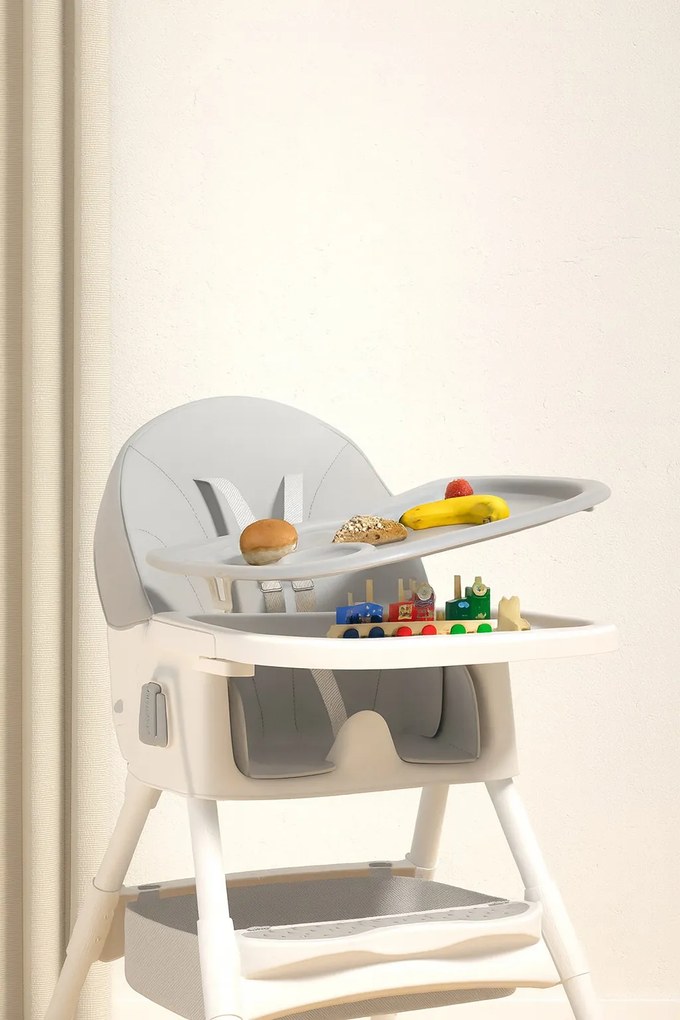 Stolička na kŕmenie KDK03 4v1 sivá + košík a kolieska ZDARMA