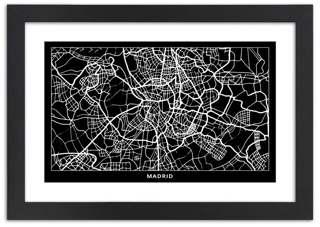 Gario Plagát City plan Madrid Farba rámu: Bez rámu, Rozmery: 30 x 20 cm
