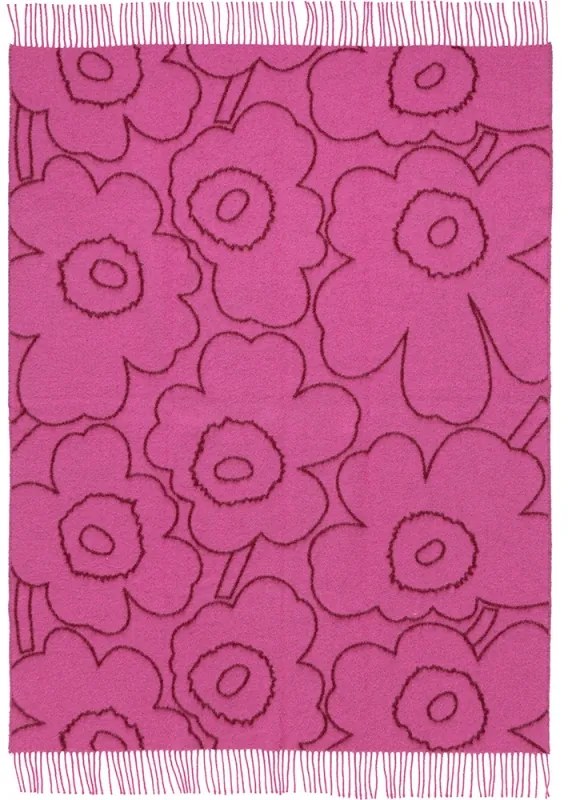 Vlnená deka Piirto Unikko 130x170, bordó-fuchsia