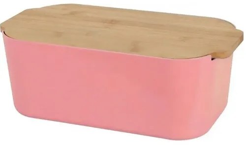 EH Box na pečivo s bambusovým vekom, ružová, 33 x 12 x 18,5 cm