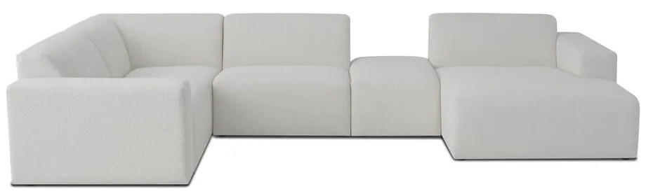 Biela rohová pohovka z textílie buklé (do "U") Roxy – Scandic