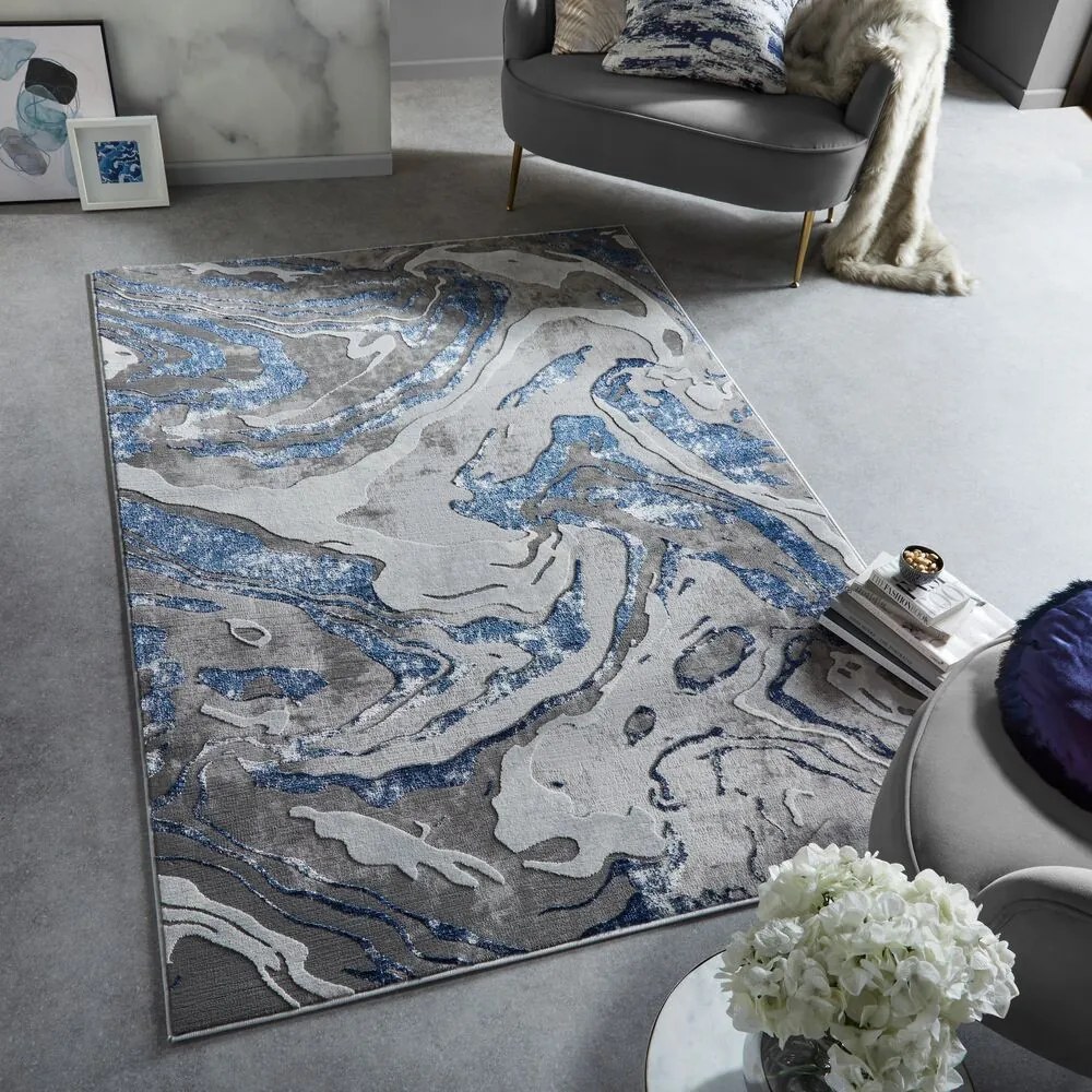 Kusový koberec Eris Marbled Navy, 200x290, modrá, kancelária, Flair Rugs