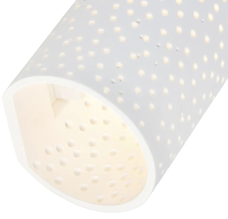 Vinylová nástenná lampa biela omietka valcový tvar - Mahou