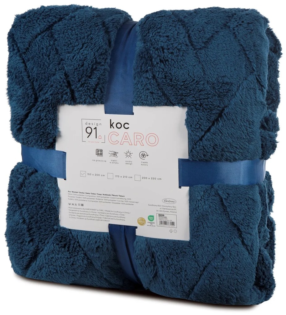 Design 91 DEKA Z MIKROFLANELU CARO 170X210 CM TMAVOMODRÁ