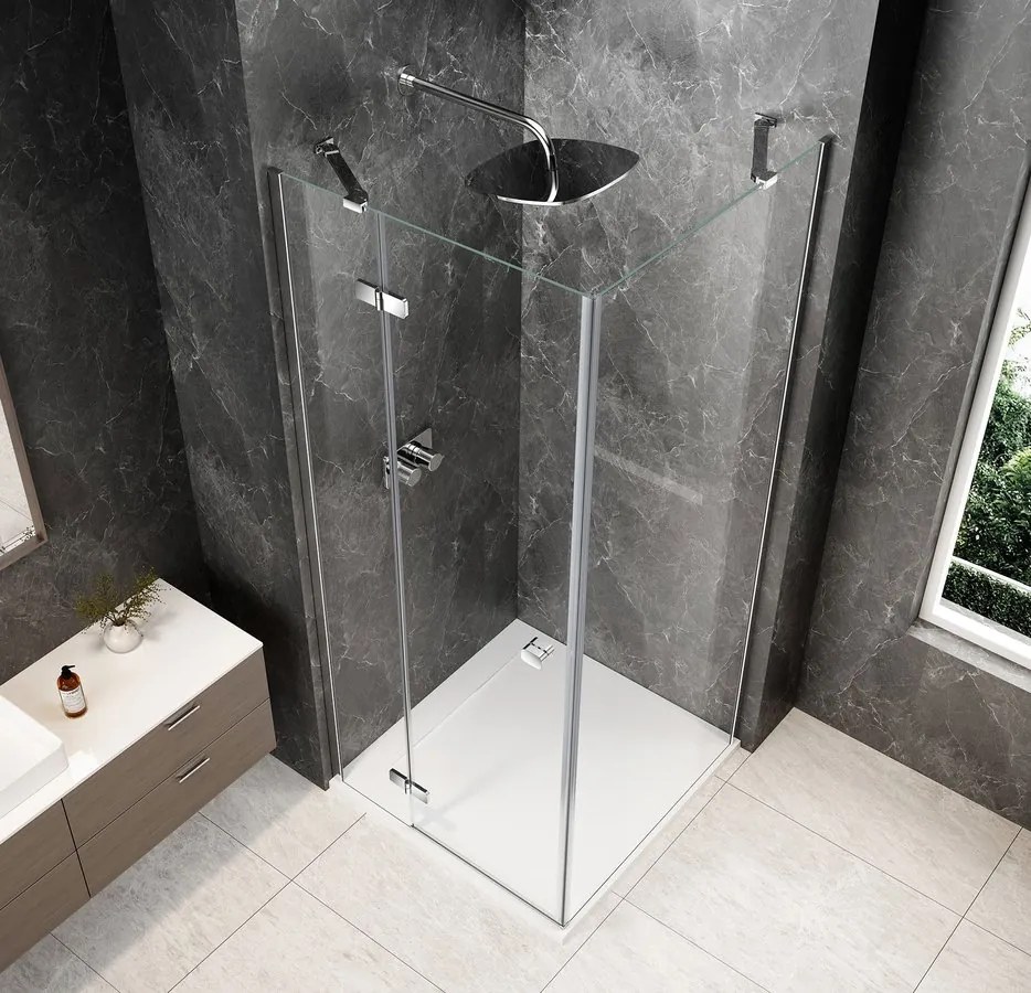 Polysan Polysan, GLOBE CHROME štvorcová sprchová zástena 800x800mm, číre sklo, ľavá, GB1080-3215LC