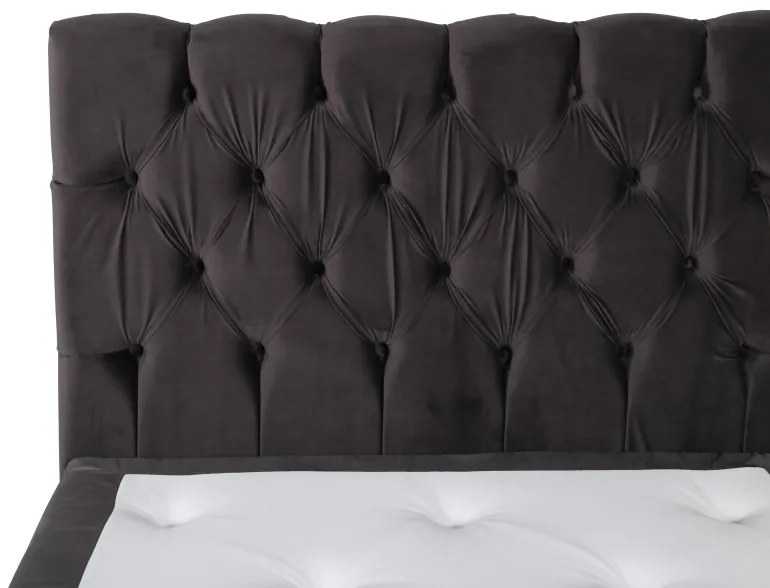 Vansbro 120 polohovateľná boxspring posteľ sivý zamat čelo Sarna