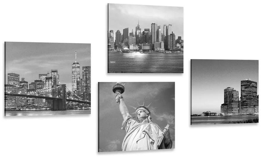 Set obrazov New York v čiernobielom prevedení Varianta: 4x 40x40