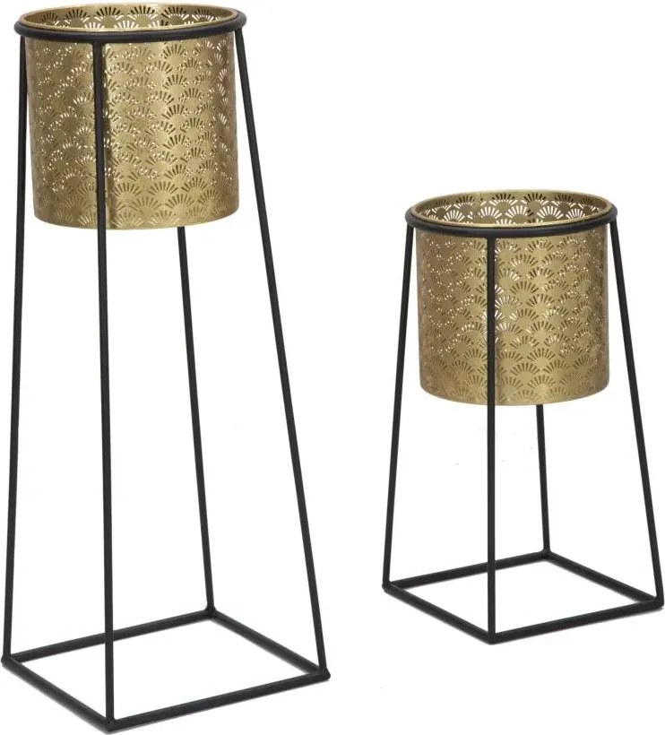 Sada 2 ks kvetinových stojanov Couple Cup čierno-zlatá