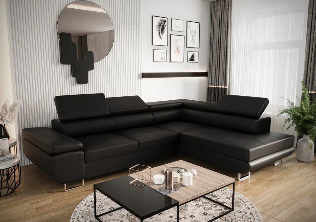 Rohová sedačka s nastaviteľnými opierkami hlavy, rozkladacia, FN81