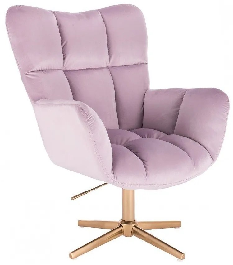 LuxuryForm DESIGN Otočné kreslo AURORA VELUR na zlatom kríži - levanduľa