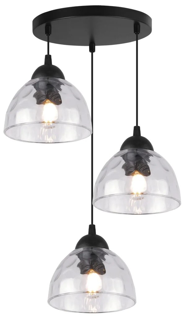 Závesné svietidlo Venice, 3x číre sklenené tienidlo, O