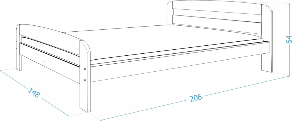 Posteľ DAVE 200x140 cm - šedá