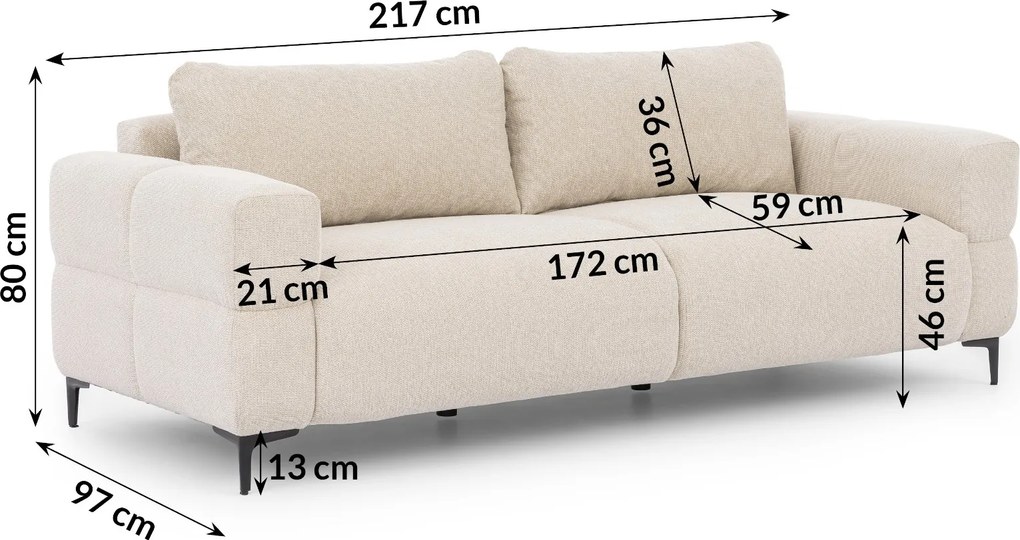 POHOVKA FLEUR 3 MIESTNÁ KRÉMOVÁ 217 cm