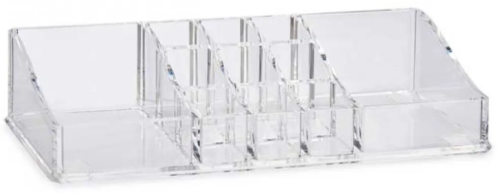 Transparentný kozmetický organizér, 11 priehradiek, BERILLO, 23 x 5 x 9 cm