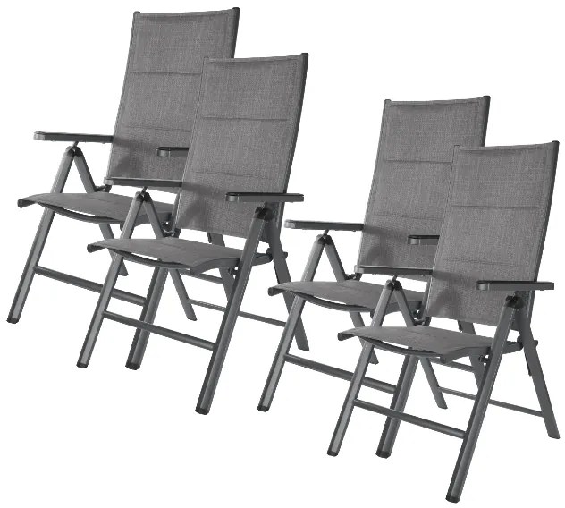 Livarno home Hliníkové kreslo Toronto s vysokým operadlom, antracitové, 4 kusy  (800008984)