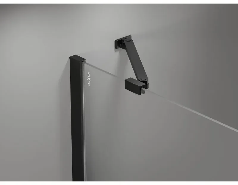 Mexen Otvor pre sprchové dvere MIST (1d+1s) 80x200 cm 6mm čierny, mriežka, pravý, 8A4-080-000-70-77-P